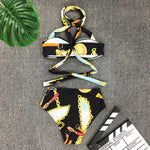 Swimsuit Sexy Big Breasts Cross Strap High Waist Split Bikini