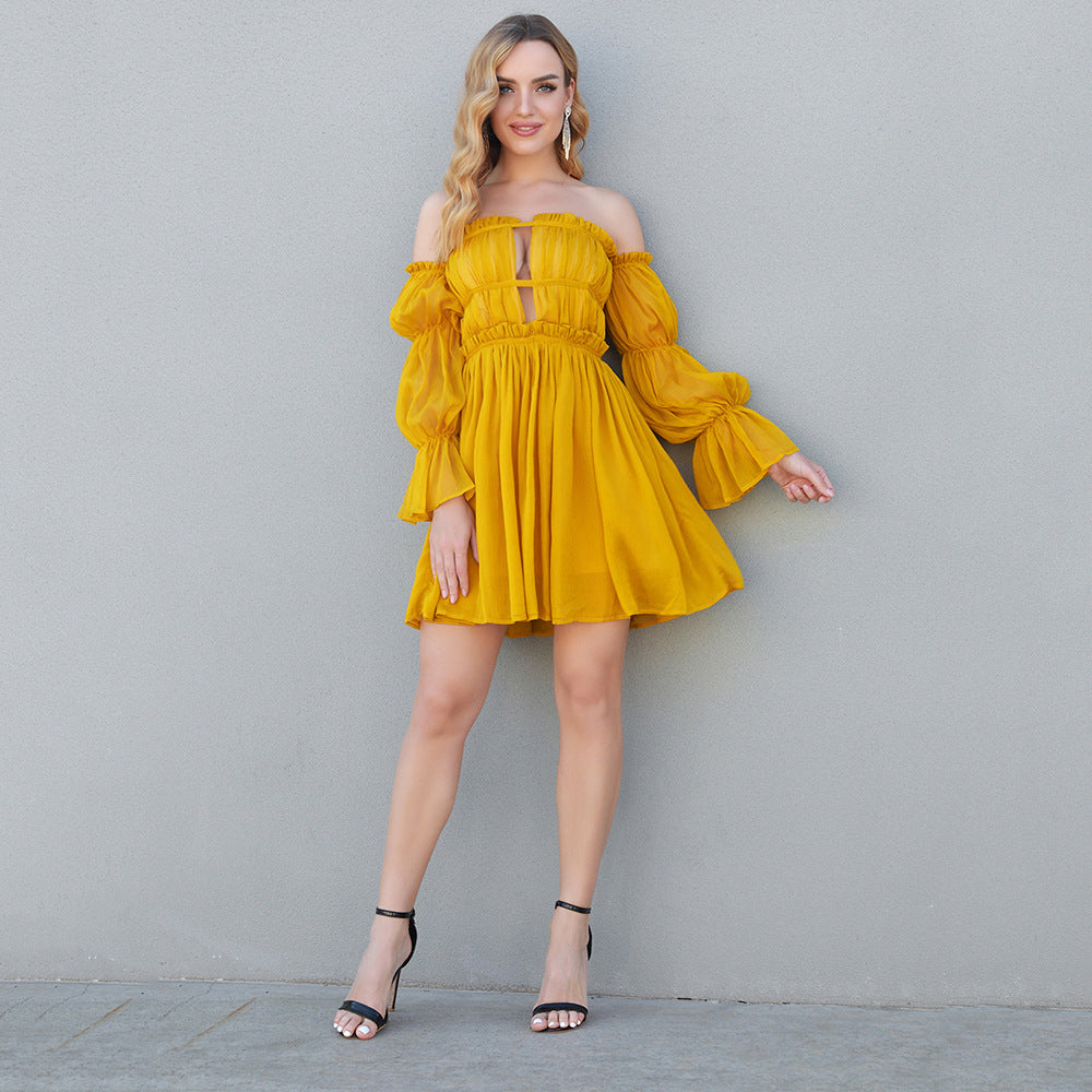 Off-shoulder Tube Top High Waist Dress Women