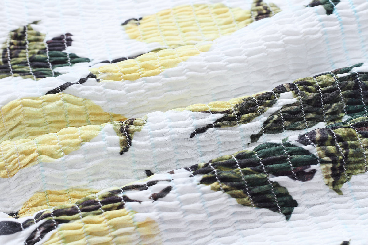 Off-the-shoulder printed lemon wrap chest