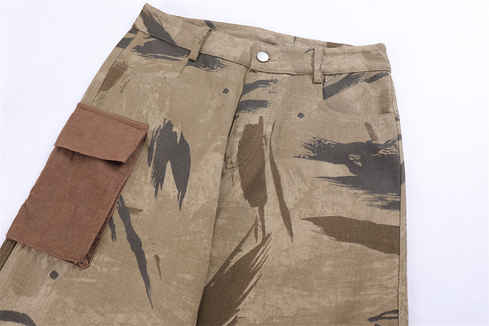 Straight Leg Pants Loose Big Pocket Casual Trousers