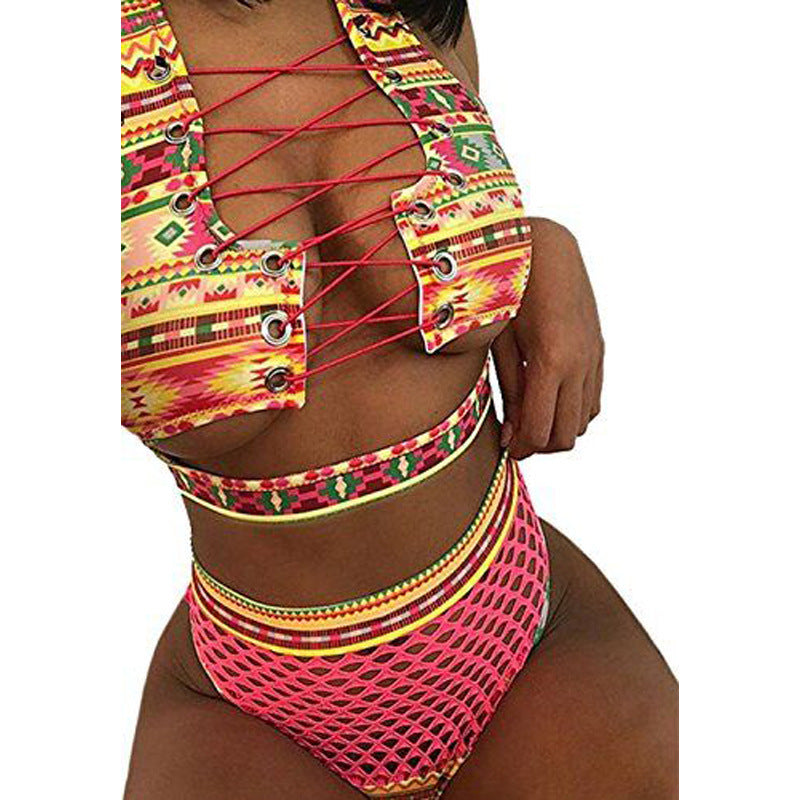 Split swimsuit high waist triangle bikini