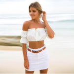 Off-waist Off-shoulder Short-sleeved Chest Wrap T-shirt