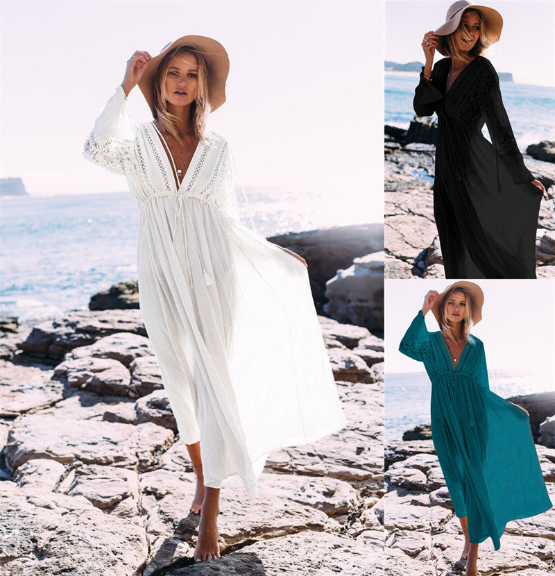 Vacation One-piece Long Skirt Bikini Swimsuit Cover Top