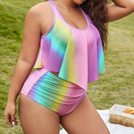 European And American Large Size High Waist Split Bikini Women's Swimsuit