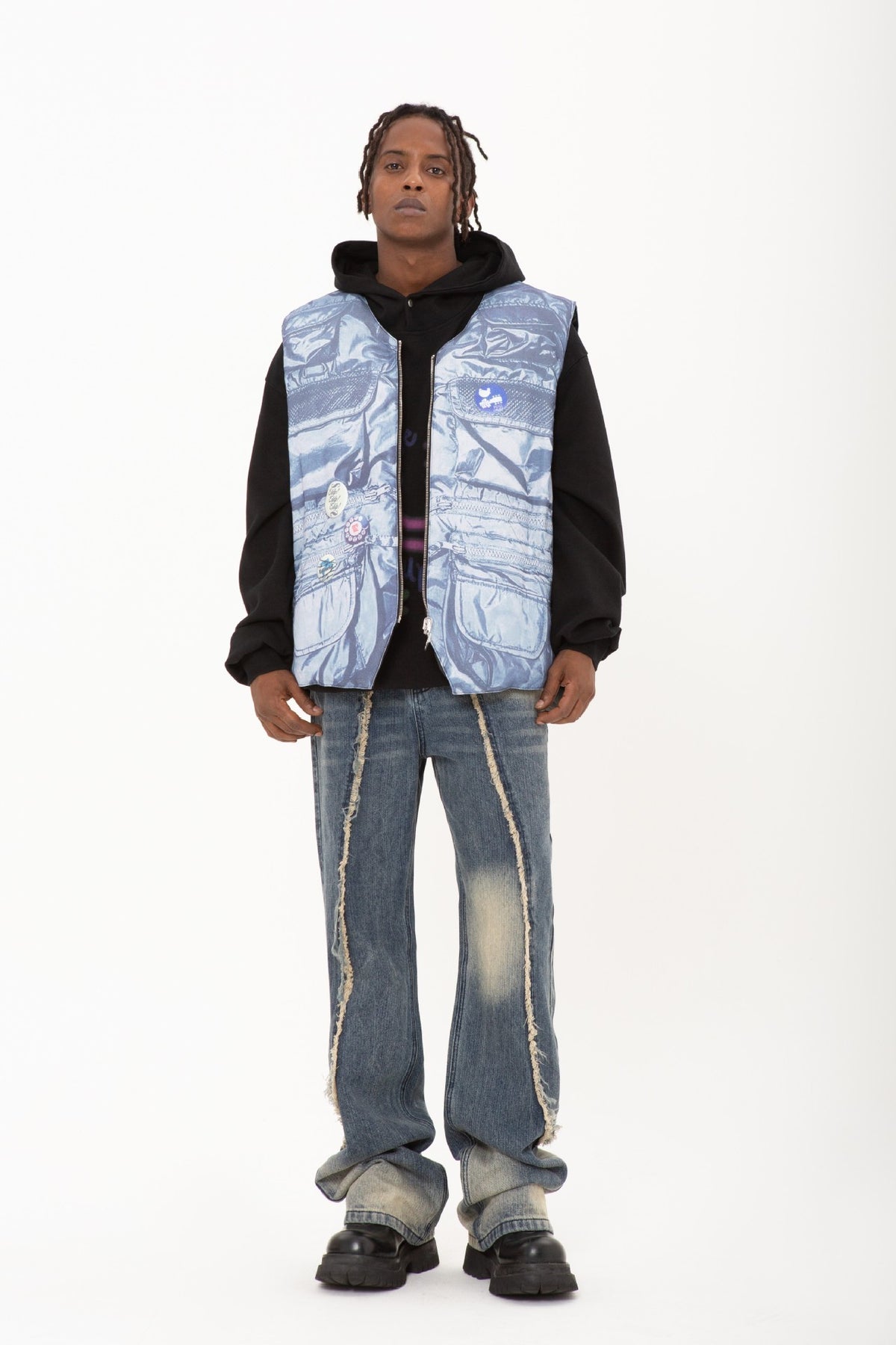 New Real Shot American Street Fashion Washed Denim Trousers