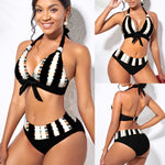 New High Waist Triangle Halter Bikini Split Swimsuit