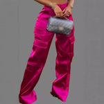 Fashion Casual Zipper Solid Color Multi-pocket Straight-leg Pants
