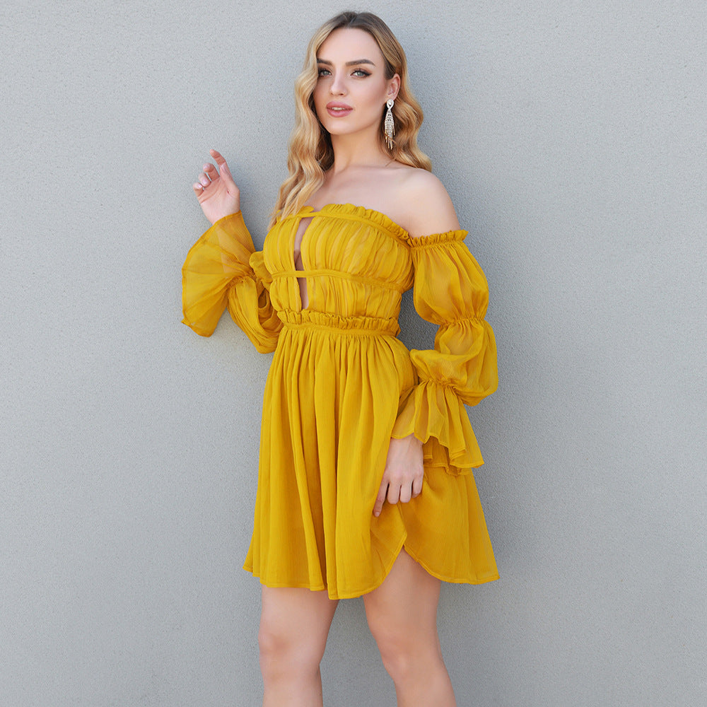 Off-shoulder Tube Top High Waist Dress Women