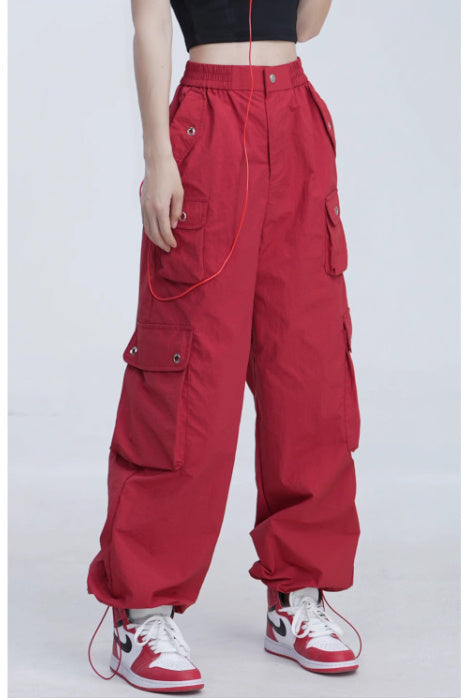 Overalls Women's Summer Large Loose Pockets Straight Wide-leg Pants