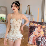 Korean Style One-piece Waist Hollow Thin Sexy Tether Vacation Swimwear