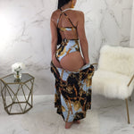 Swimsuit Sexy Big Breasts Cross Strap High Waist Split Bikini