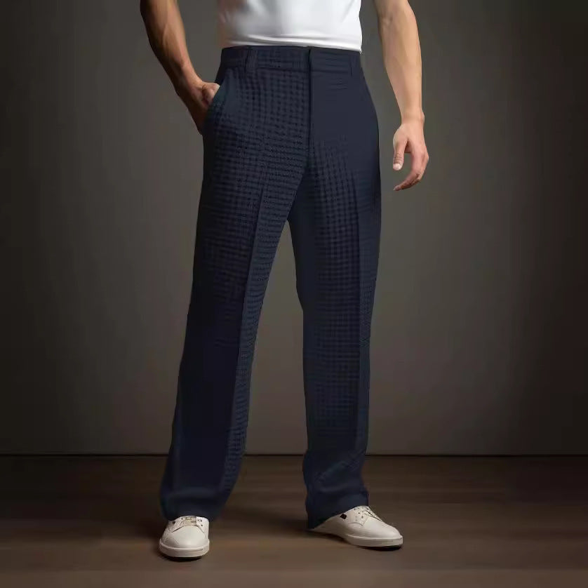 Casual Versatile Business Straight Men's Fashion Waffle Suit Pants