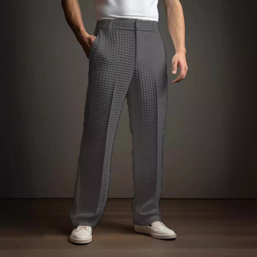 Casual Versatile Business Straight Men's Fashion Waffle Suit Pants