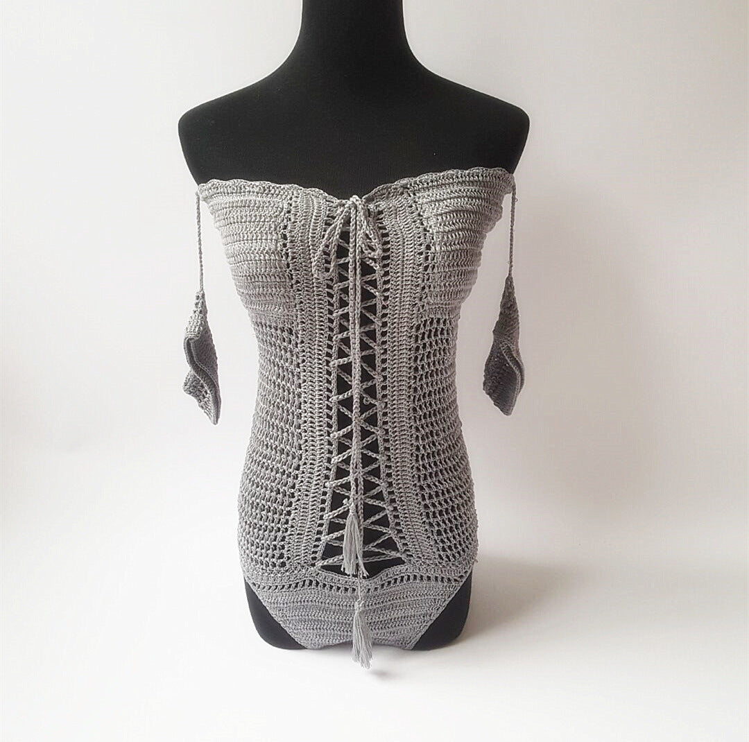 European And American Summer Off-shoulder One Piece Swimsuit