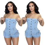 Denim Jumpsuit Tube Top Stretch Women