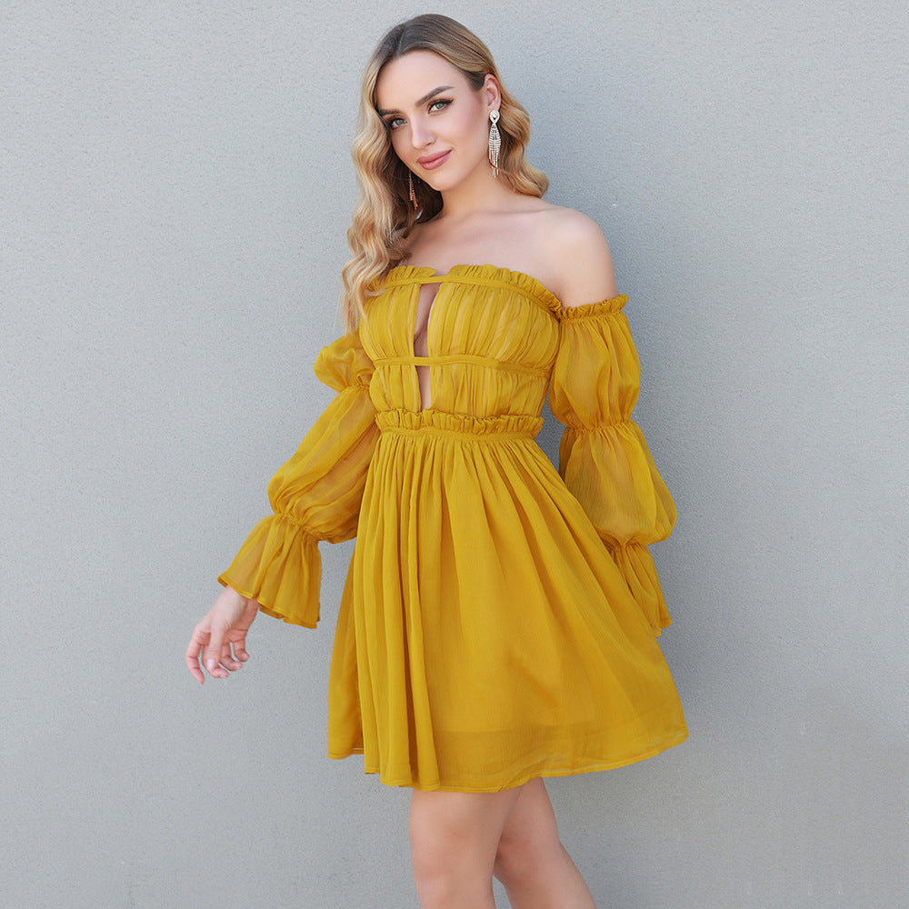 Off-shoulder Tube Top High Waist Dress Women