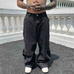 Solid Color Casual Jeans Retro Straight-leg Pants