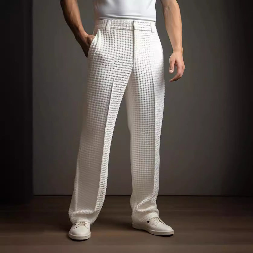 Casual Versatile Business Straight Men's Fashion Waffle Suit Pants
