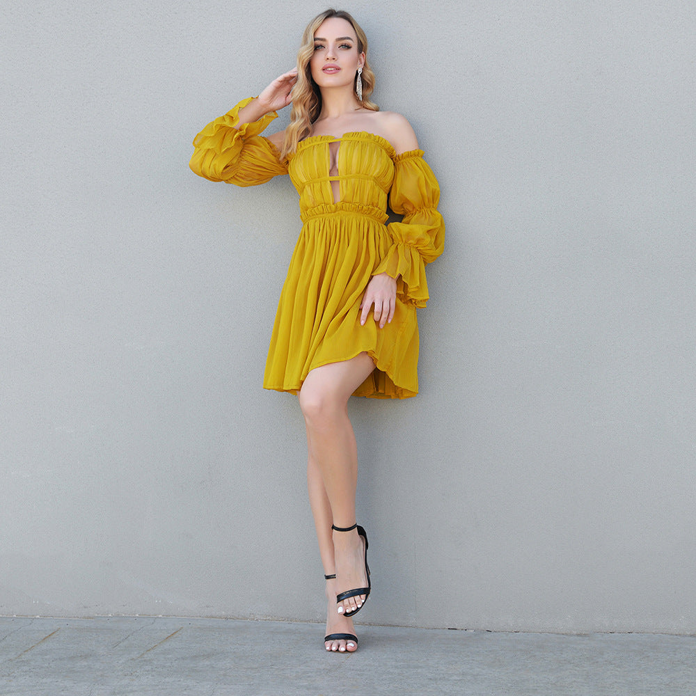 Off-shoulder Tube Top High Waist Dress Women