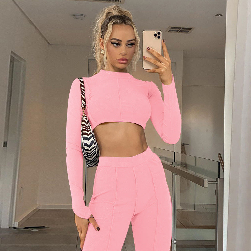 Casual women's suit with backless chain