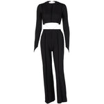 Casual women's suit with backless chain