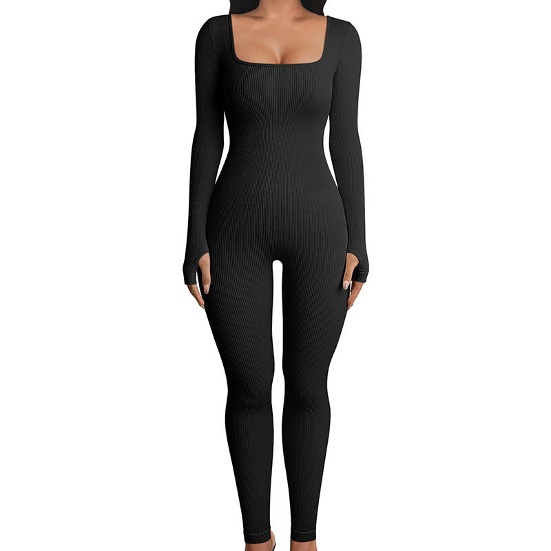 Seamless Double-layer Jumpsuit Long-sleeved Body Shaper Hip Lifting Yoga Jumpsuit Sports Jumpsuit Bodysuits