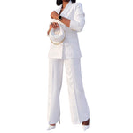 Lady Temperament Casual Small Suit Wide Leg Pants Suit