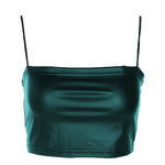 Chest Wrap Camisole Tube Tight Slimming Imitation Leather Off-shoulder Top