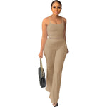 Solid Color Sling Bell-bottom Pants Simple Fashion Suit