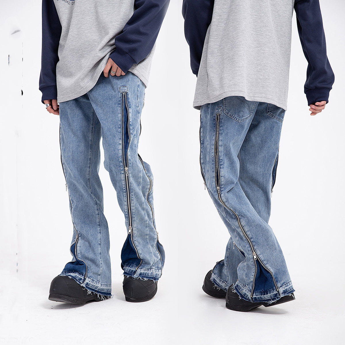 Street Wear With Variable Pants-type Lengthened Zipper