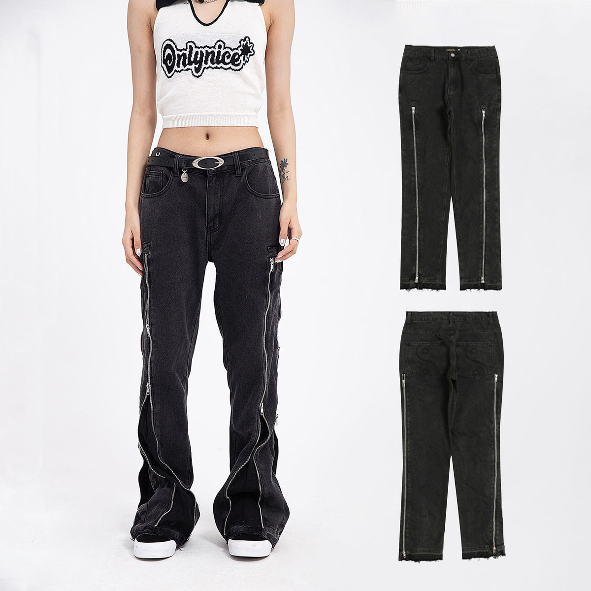 Street Wear With Variable Pants-type Lengthened Zipper