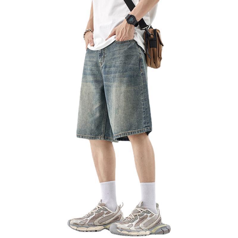 Plus Size Baggy Denim Shorts Weight-catcher Men's Straight Pants