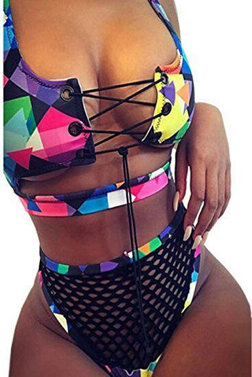 Split swimsuit high waist triangle bikini