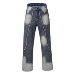 New Real Shot American Street Fashion Washed Denim Trousers