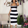 Fashion Striped Backless Lace Up Dress With Wrapped Buttocks