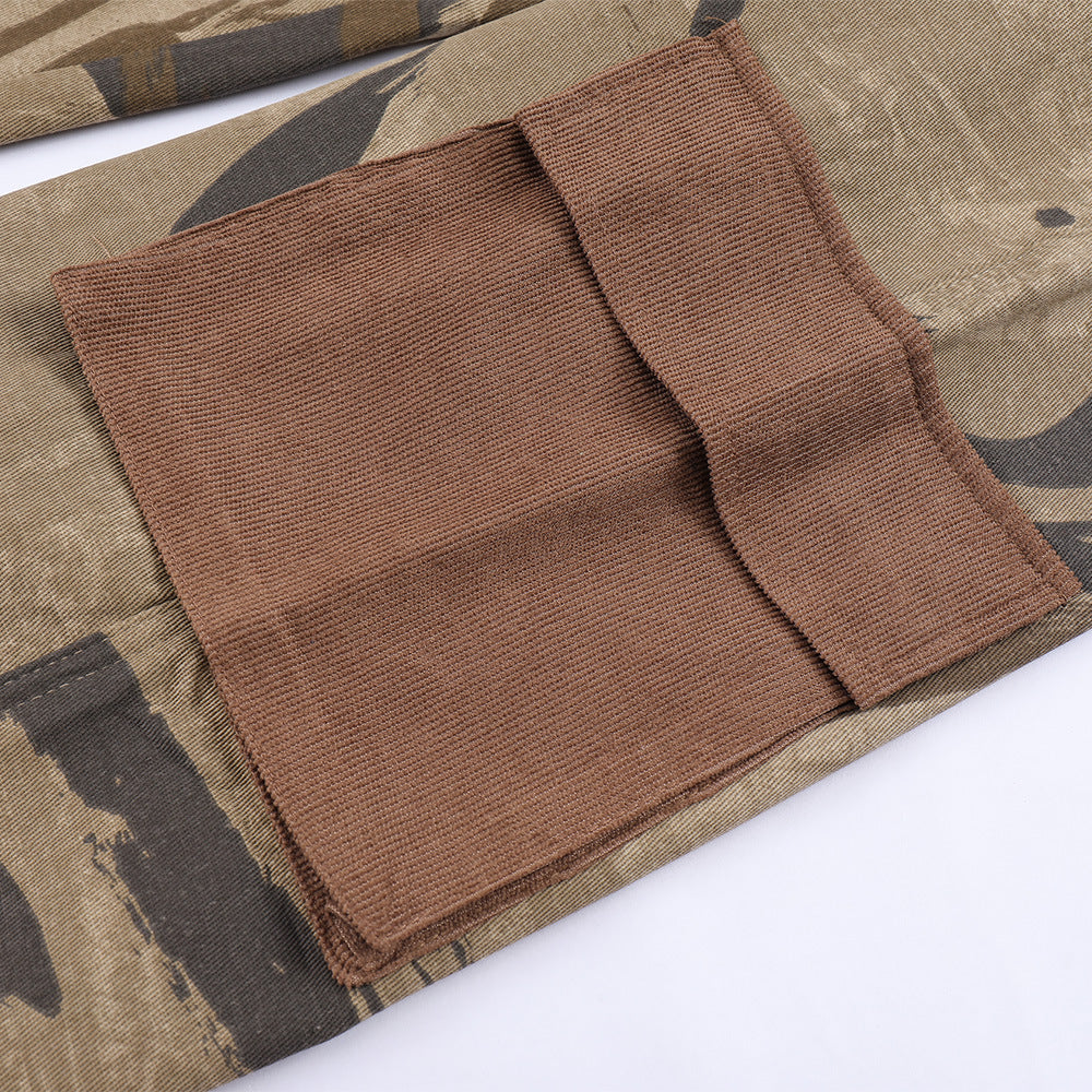 Straight Leg Pants Loose Big Pocket Casual Trousers