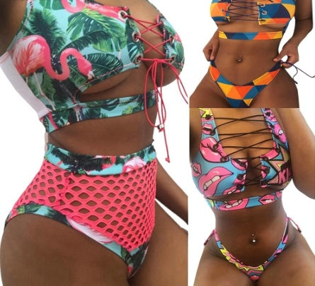 Split swimsuit high waist triangle bikini