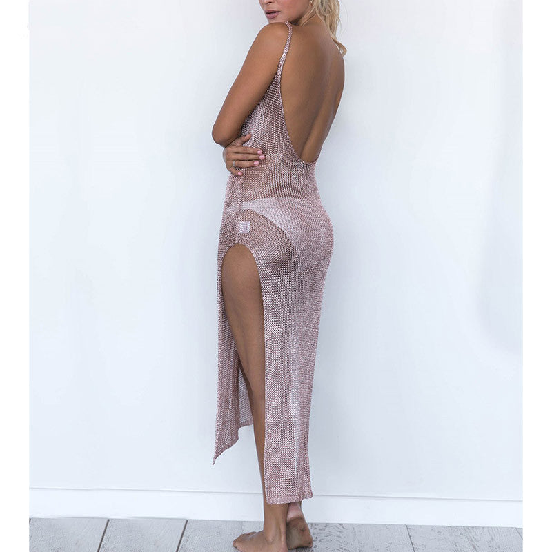 Summer Beach Wear Knitting Swimwear Mesh Beach Dress