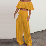 Women's Fashion Off-shoulder Wide-leg Pants Two-piece Set
