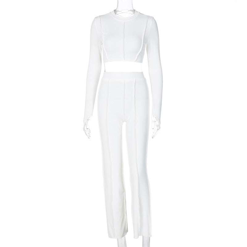 Casual women's suit with backless chain