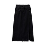Slit Burrs Denim Skirt For Women