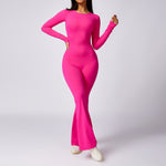 Leisure Horn Long Sleeve Yoga Jumpsuit Naked Women Feeling Tight Quick-drying Sports Workout