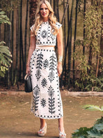 Fashion Printing Vacation Style Two-piece Dress