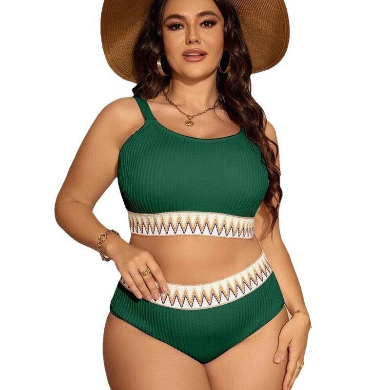Plus Size High Waist Split Bikini Women's Swimsuit