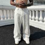 Solid Color Casual Jeans Retro Straight-leg Pants