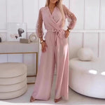 Sequined Top Wide Leg Pants Casual Suit Women