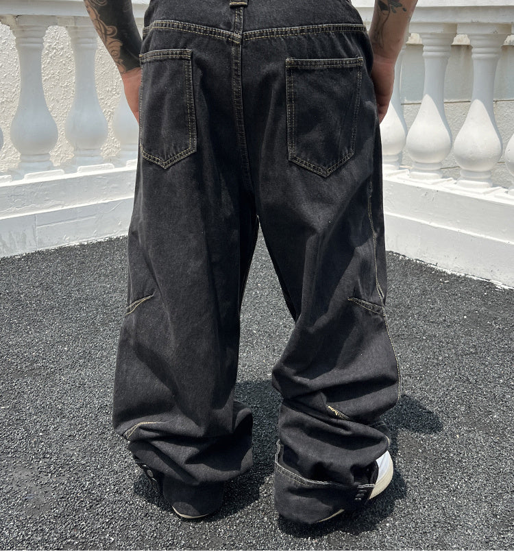 Solid Color Casual Jeans Retro Straight-leg Pants