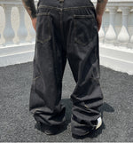 Solid Color Casual Jeans Retro Straight-leg Pants