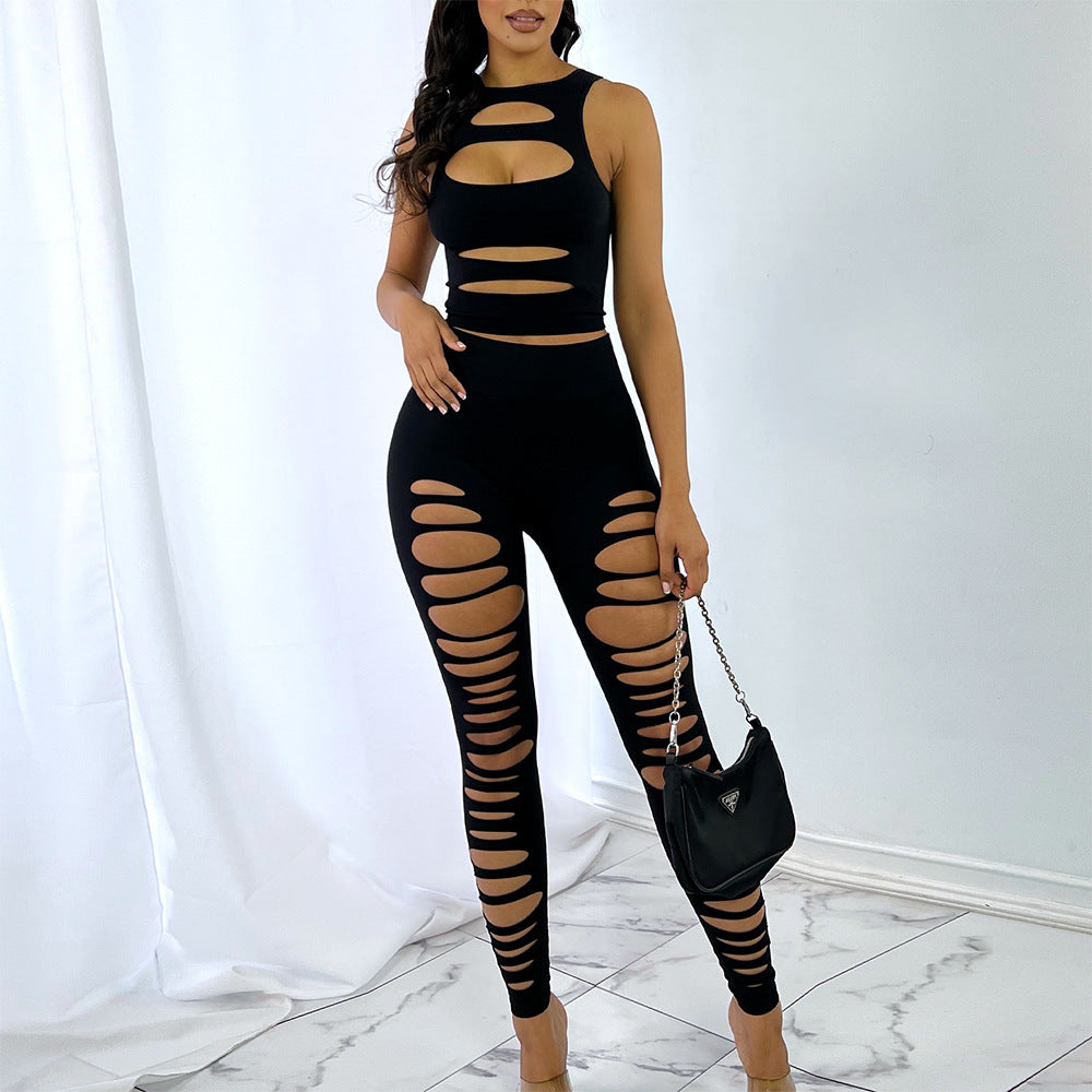 Round Neck Vest Cut Out Suit