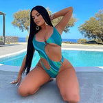 Stylish Metal Ring Decorated Backless One Piece Swimsuit